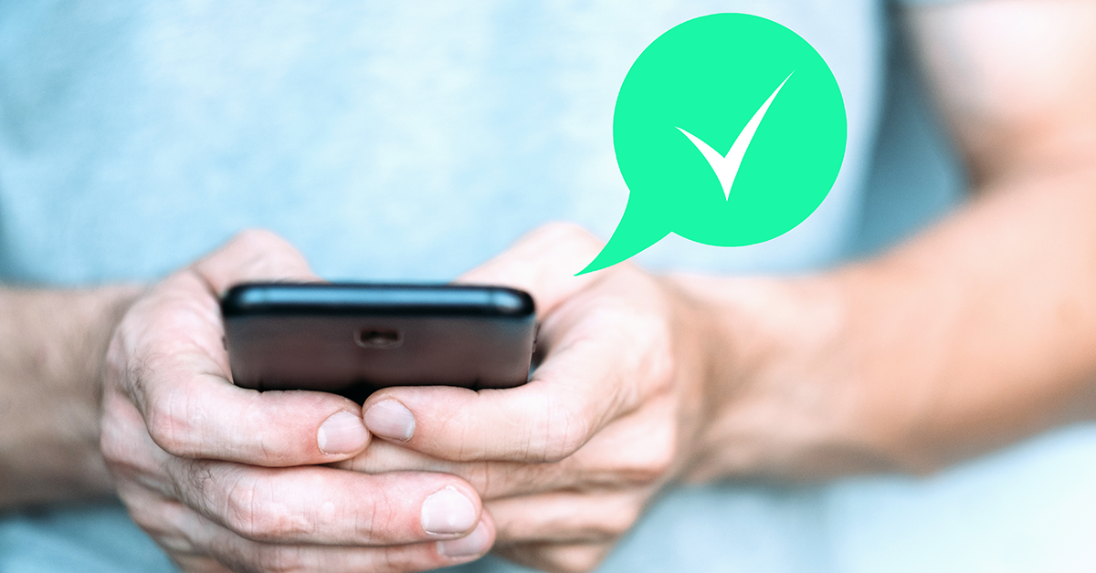 texting on a phone with a verified checkmark